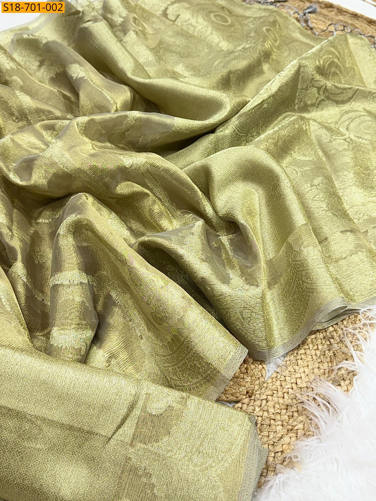 Light Green Fancy Organza Tissue Sarees