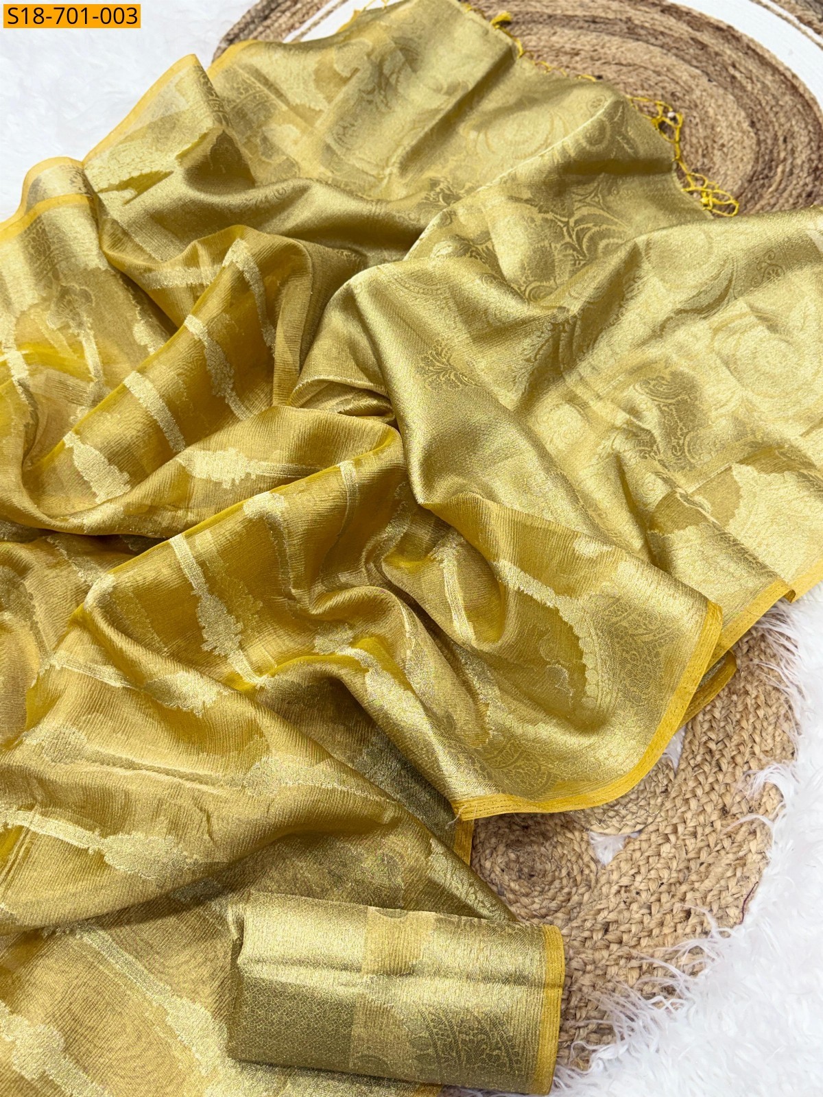 Sandal Fancy Organza Tissue Sarees