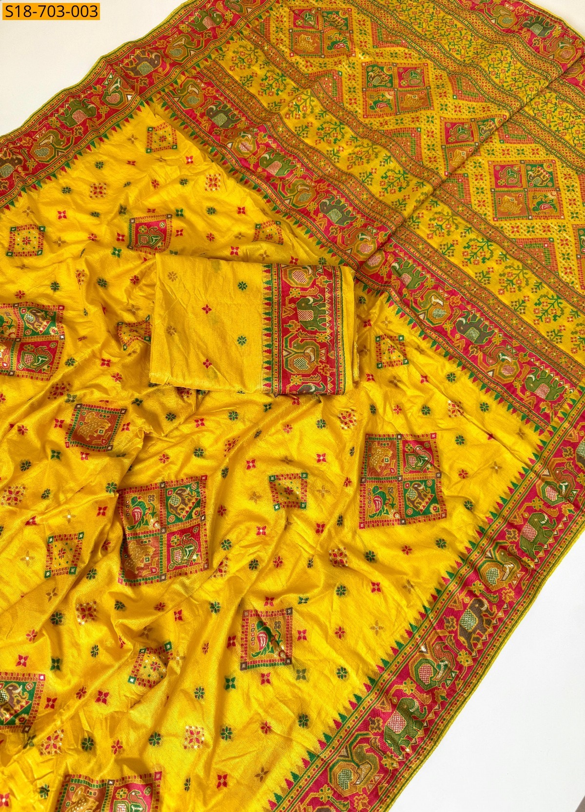 Yellow Rajwada pasmina silk sarees