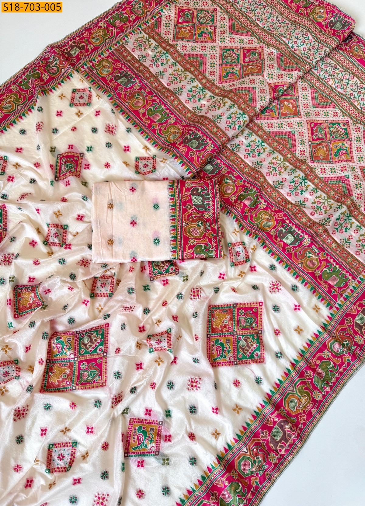 White Rajwada pasmina silk sarees