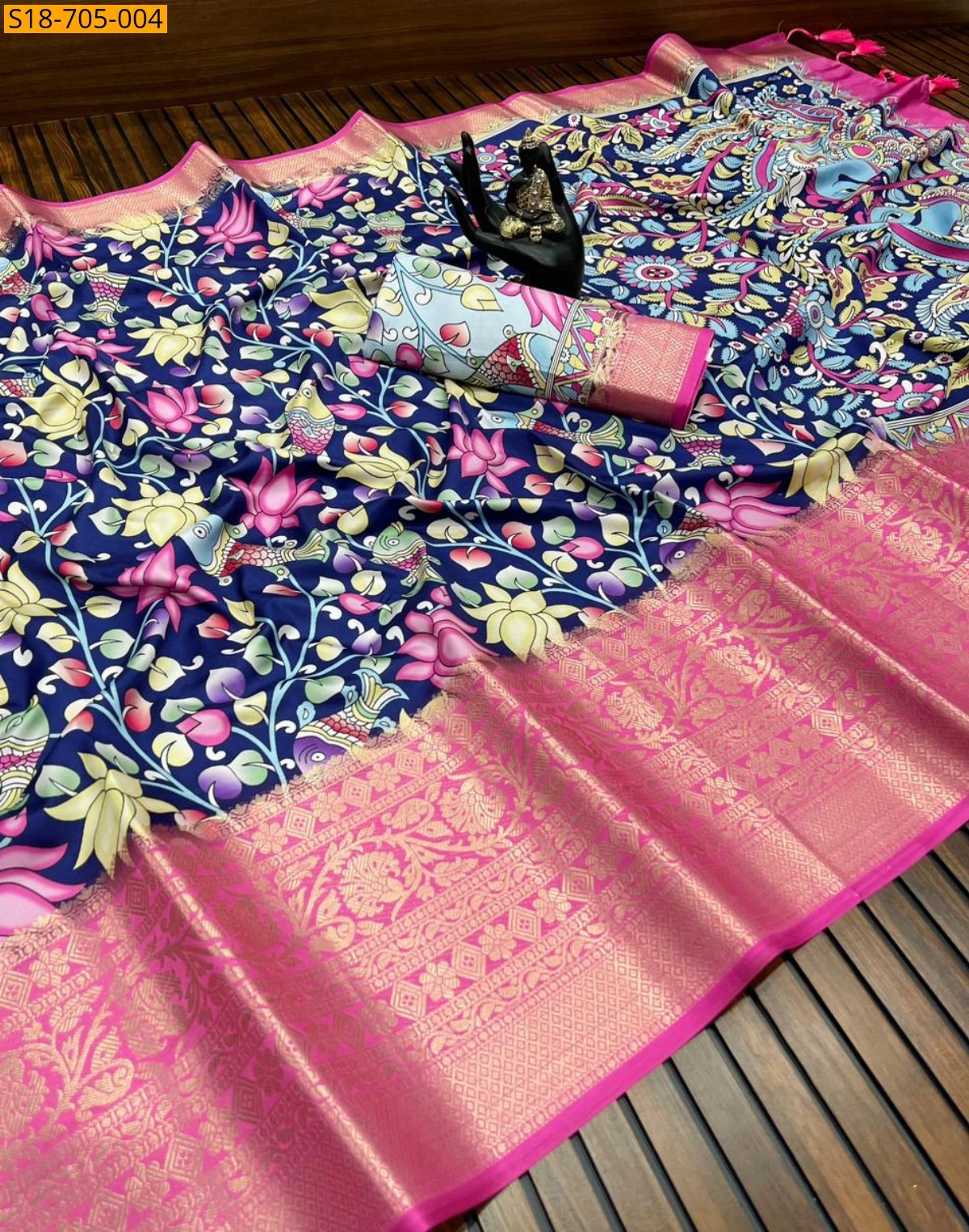 Navy Blue Soft Lichi Silk Sarees