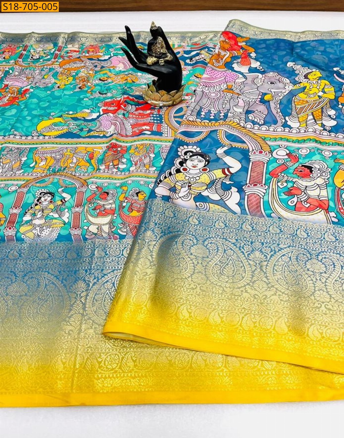 Rama Green Soft Lichi Silk Sarees