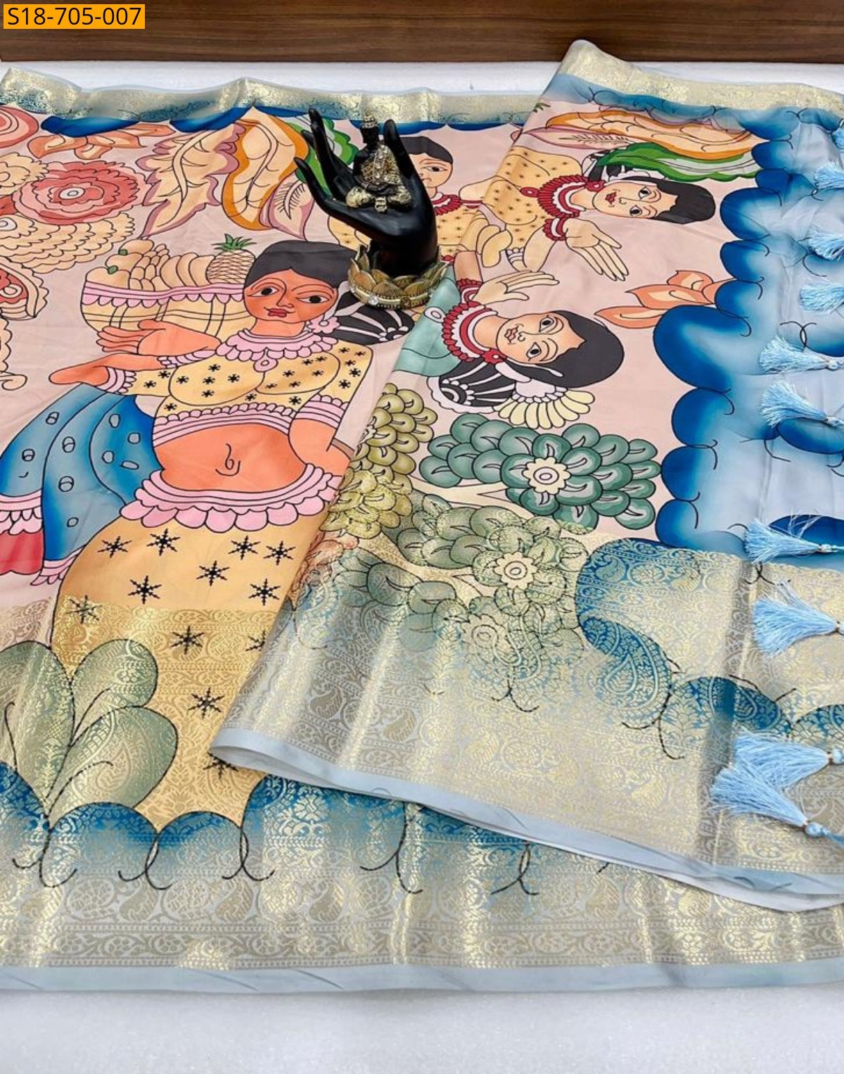 Cream Soft Lichi Silk Sarees