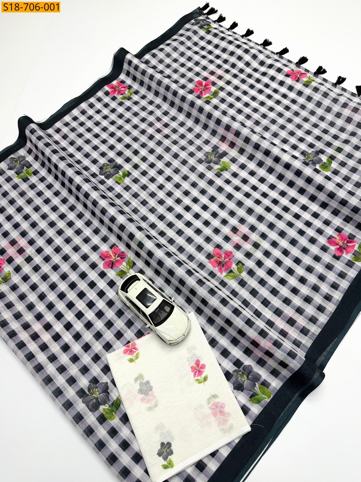 Black Soft Linen Sarees