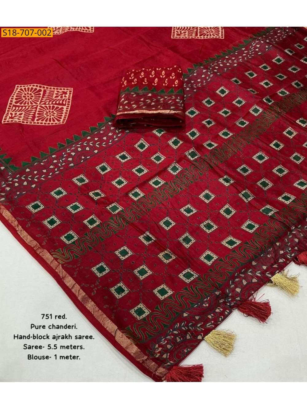 Chanderi cotton handblock printed sarees