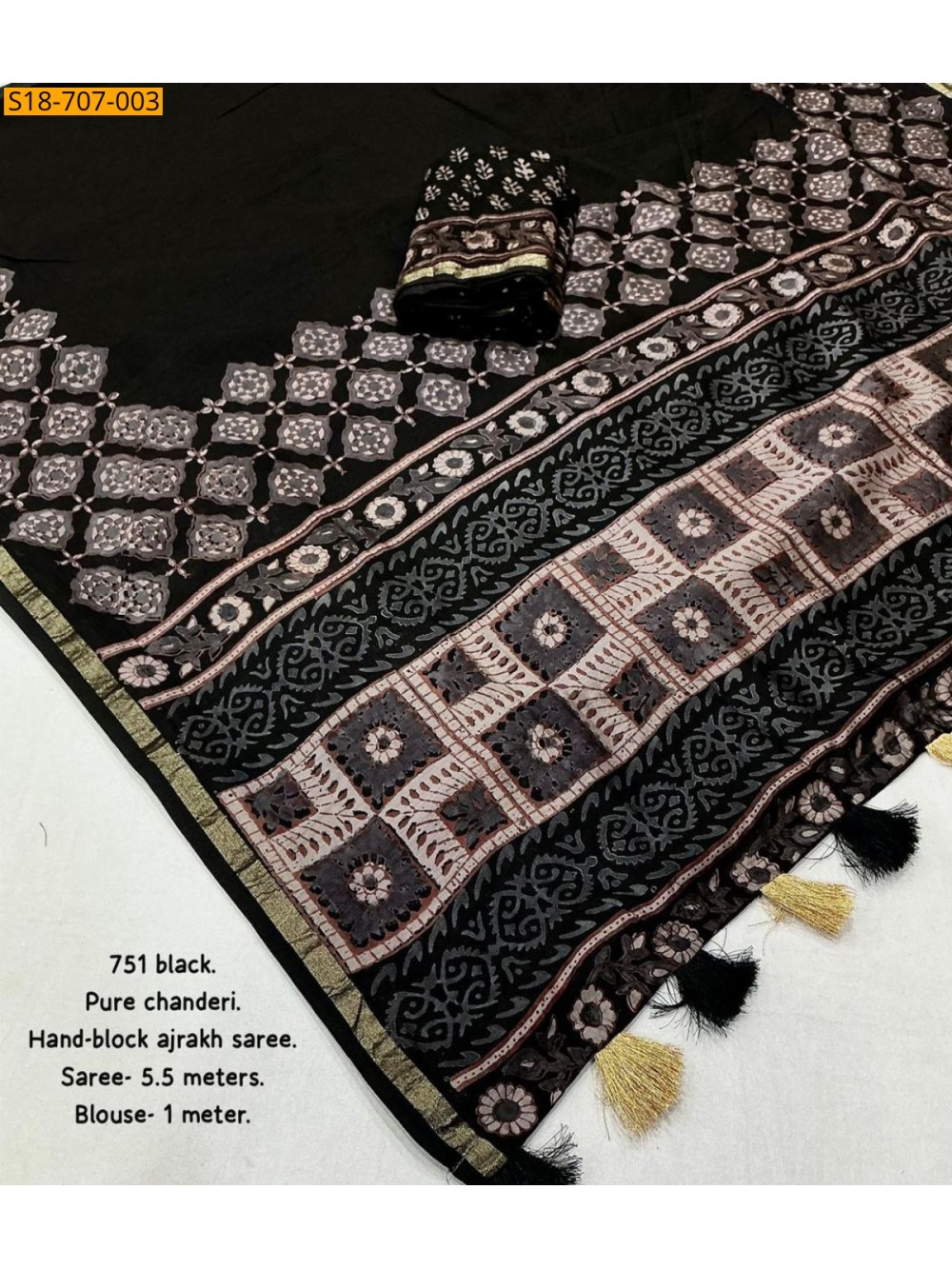 Chanderi cotton handblock printed sarees