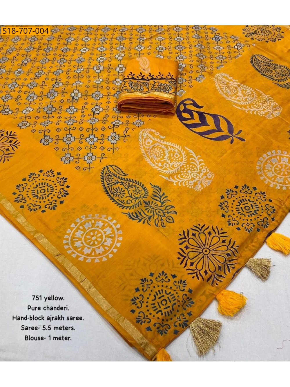 Chanderi cotton handblock printed sarees