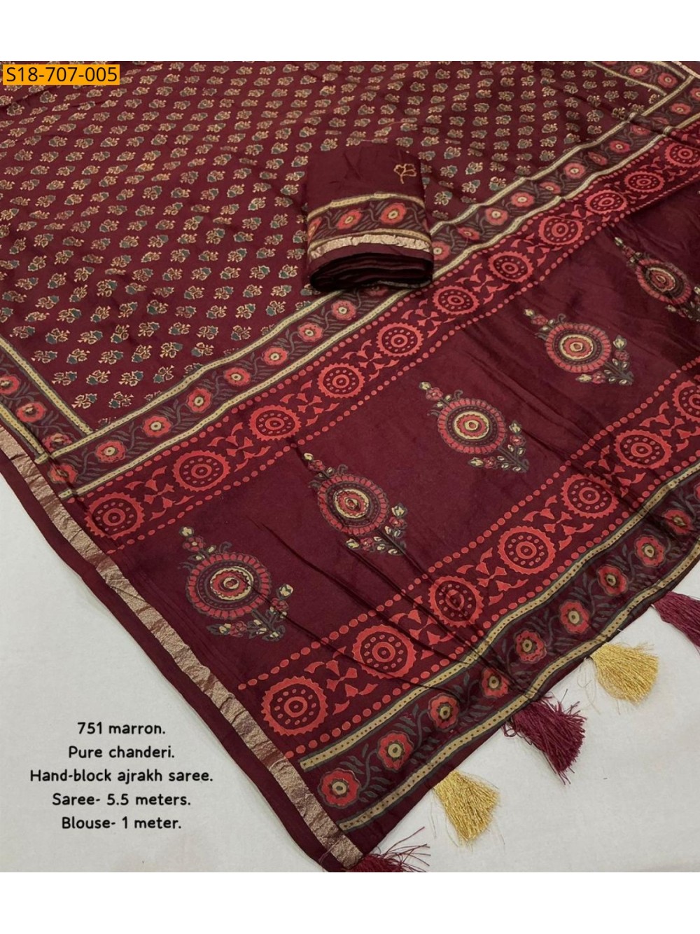 Chanderi cotton handblock printed sarees