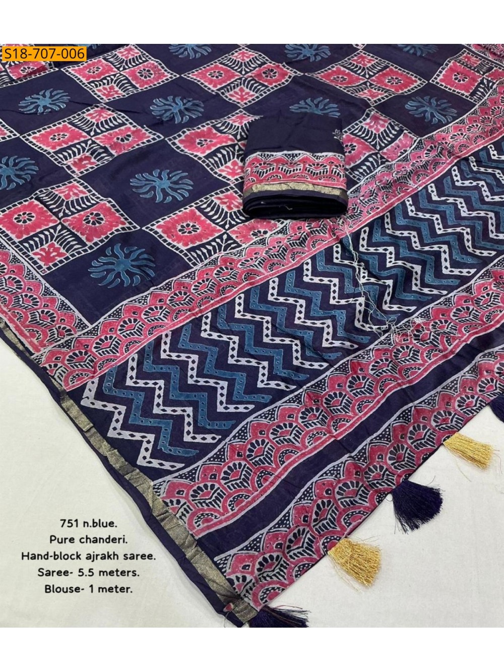 Chanderi cotton handblock printed sarees