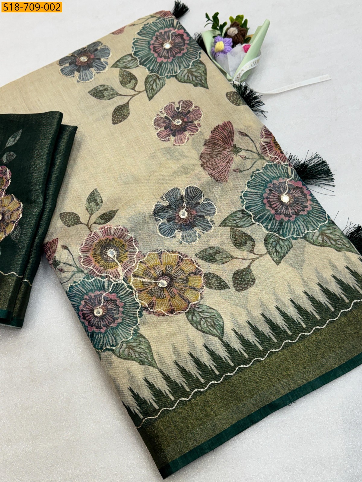 Green Soft Erode Tissue Zari Sarees