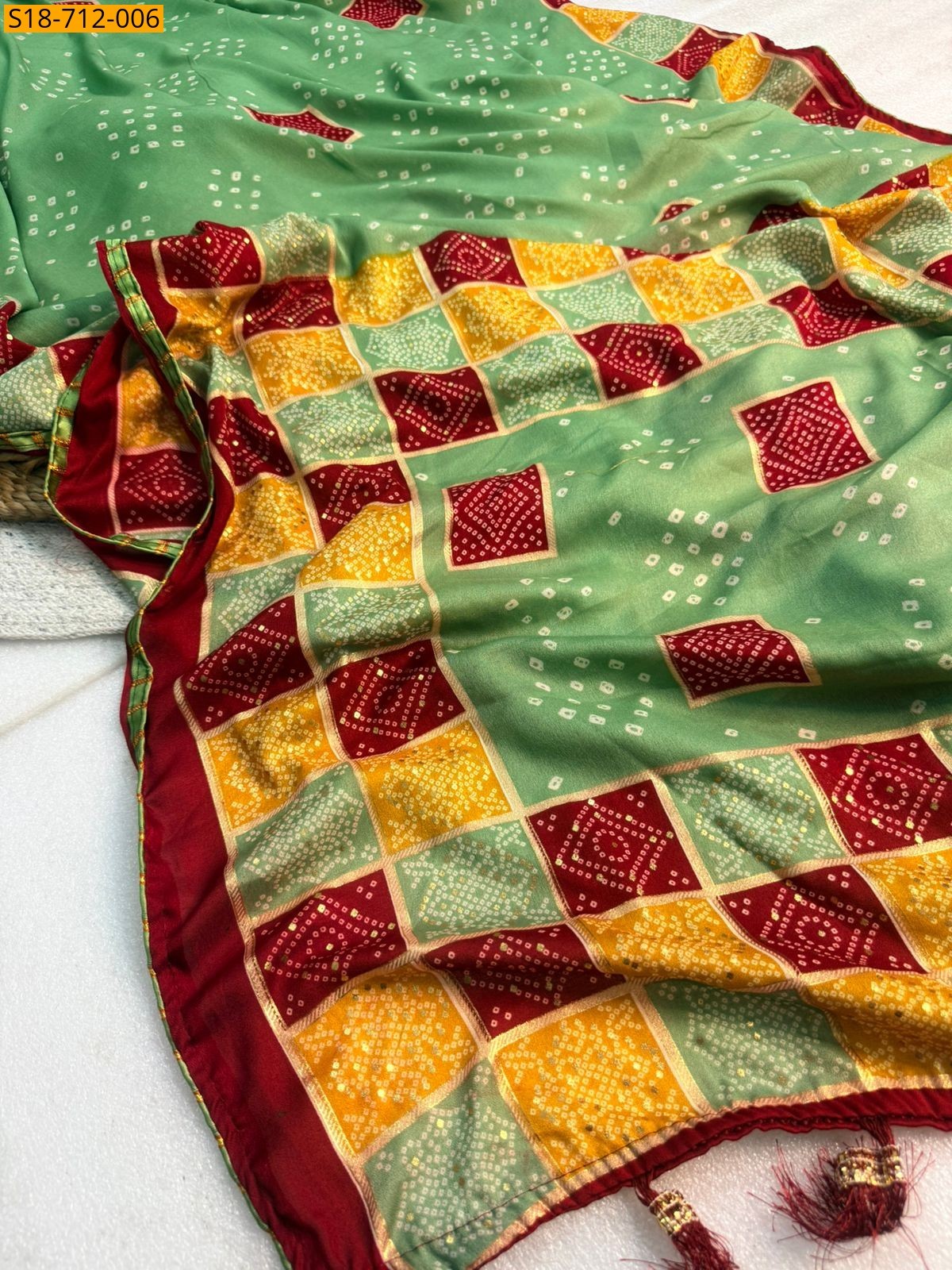 Green Fancy Marshmellow Blooming Sarees