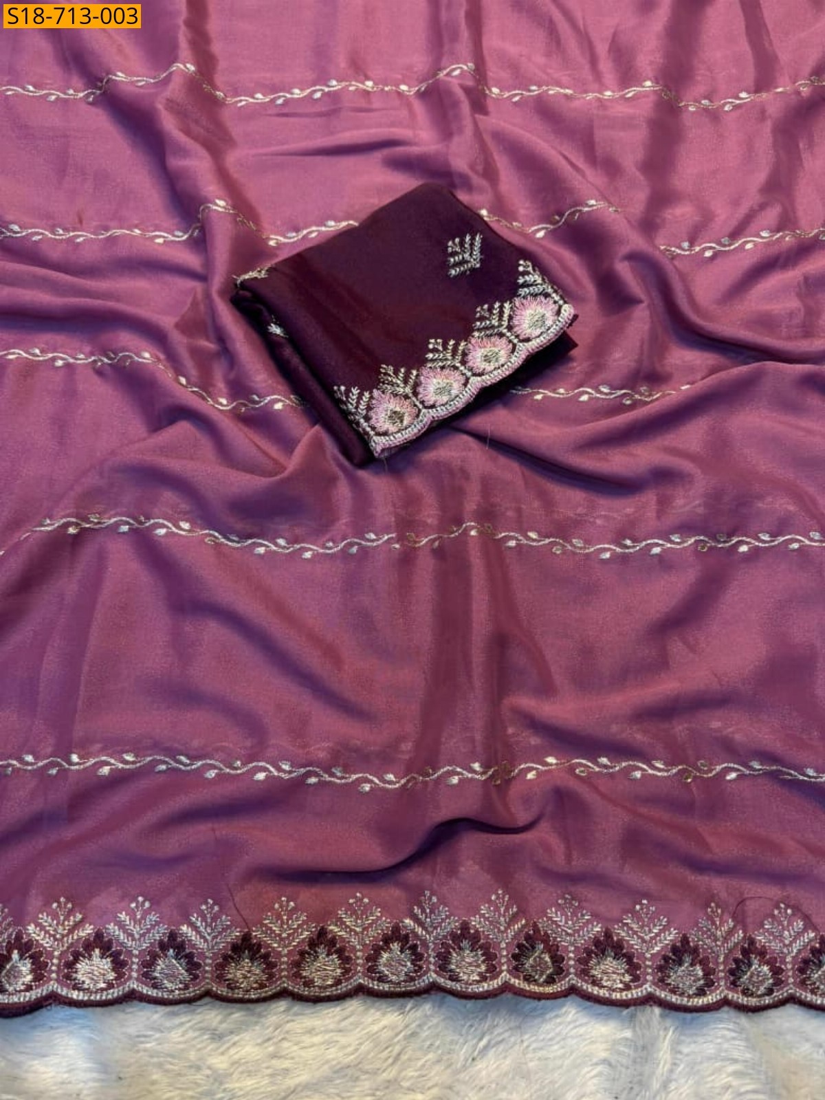 Onion Pink Star Georgette Sarees