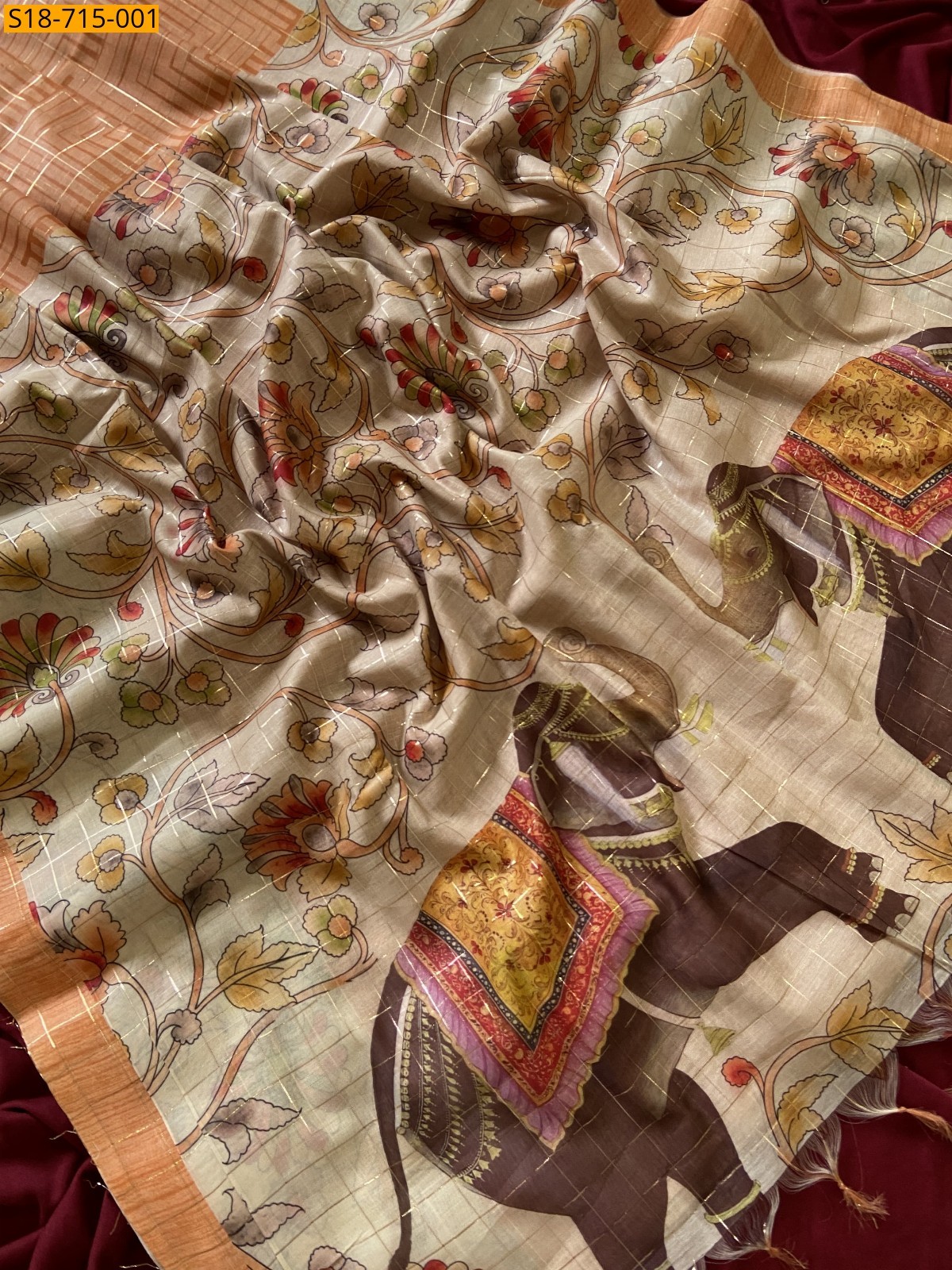 Brown Soft Semi Tussar Silk Saree