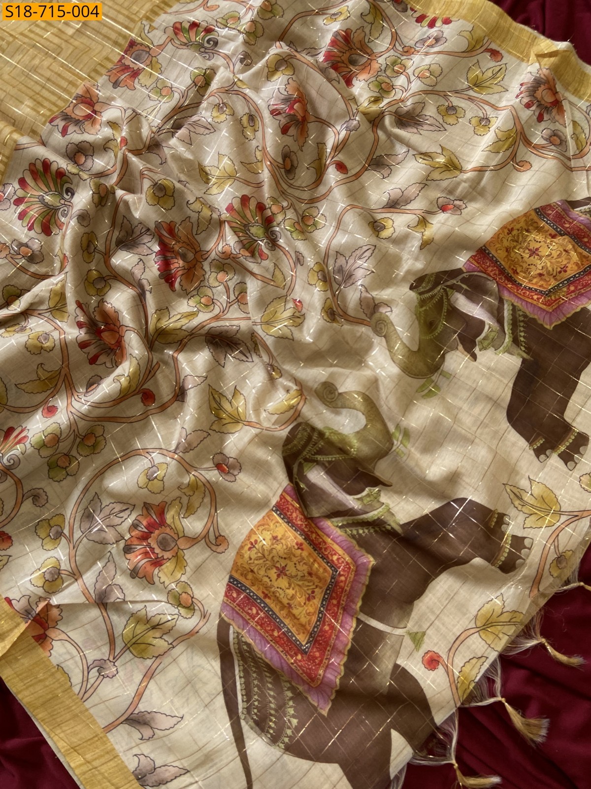 Yellow Soft Semi Tussar Silk Saree