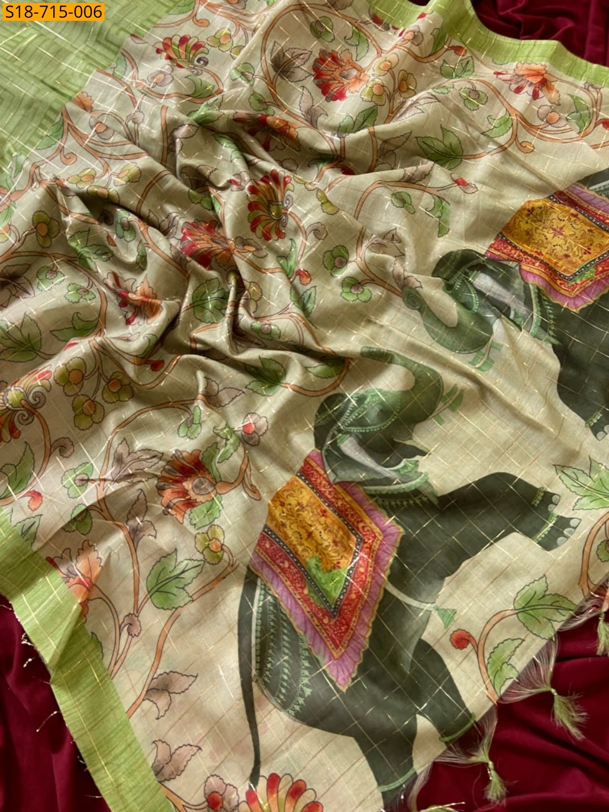 Green Soft Semi Tussar Silk Saree