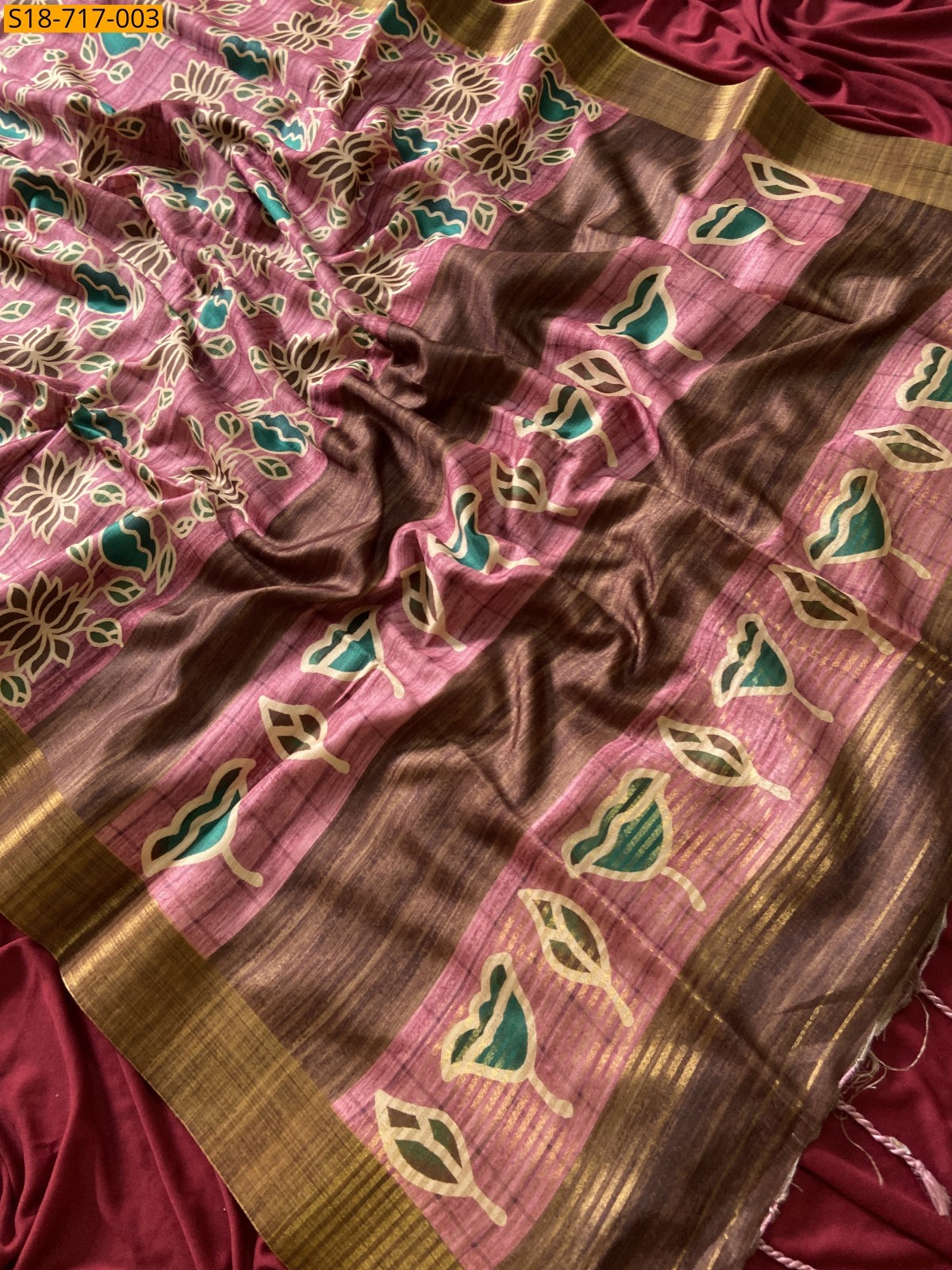Pink Soft Tussar Silk Saree