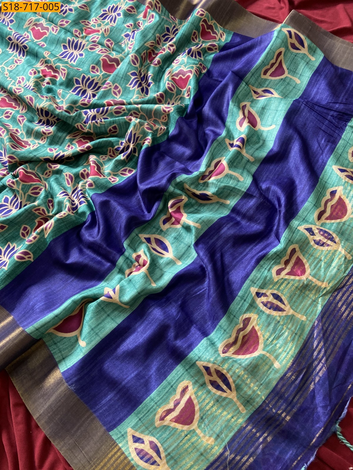 Sky blue Soft Tussar Silk Saree