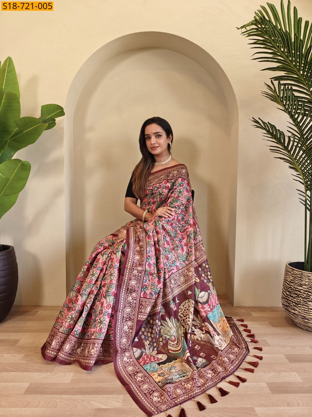 Pink Soft Cotton Chanderi Sarees