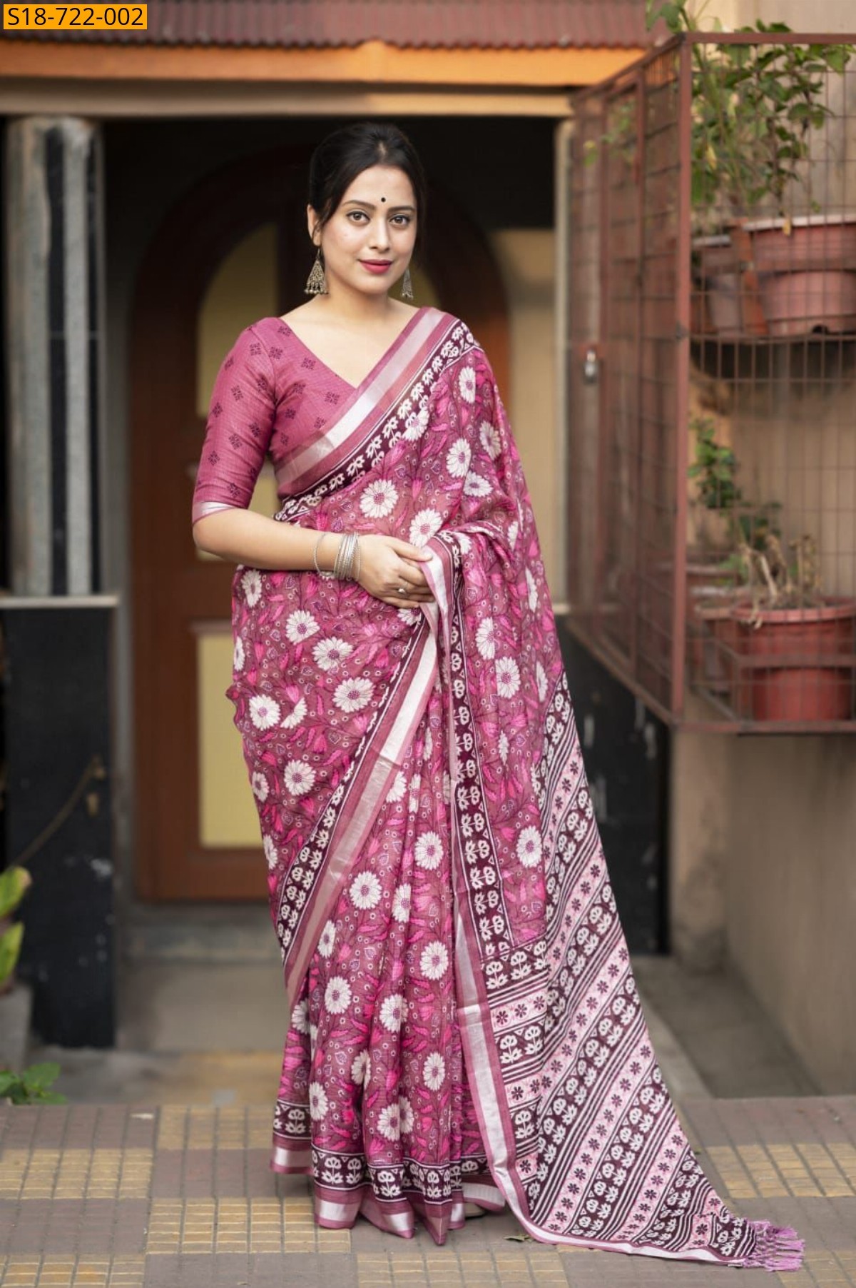 Onion Pink Soft Kota Doriya Sarees