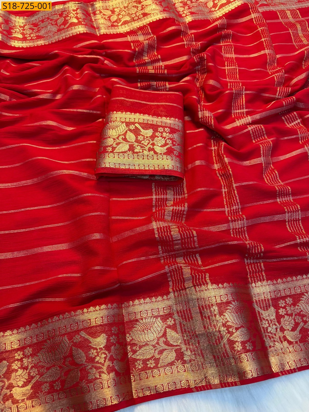 Red Fancy Viscose Georgette Sarees