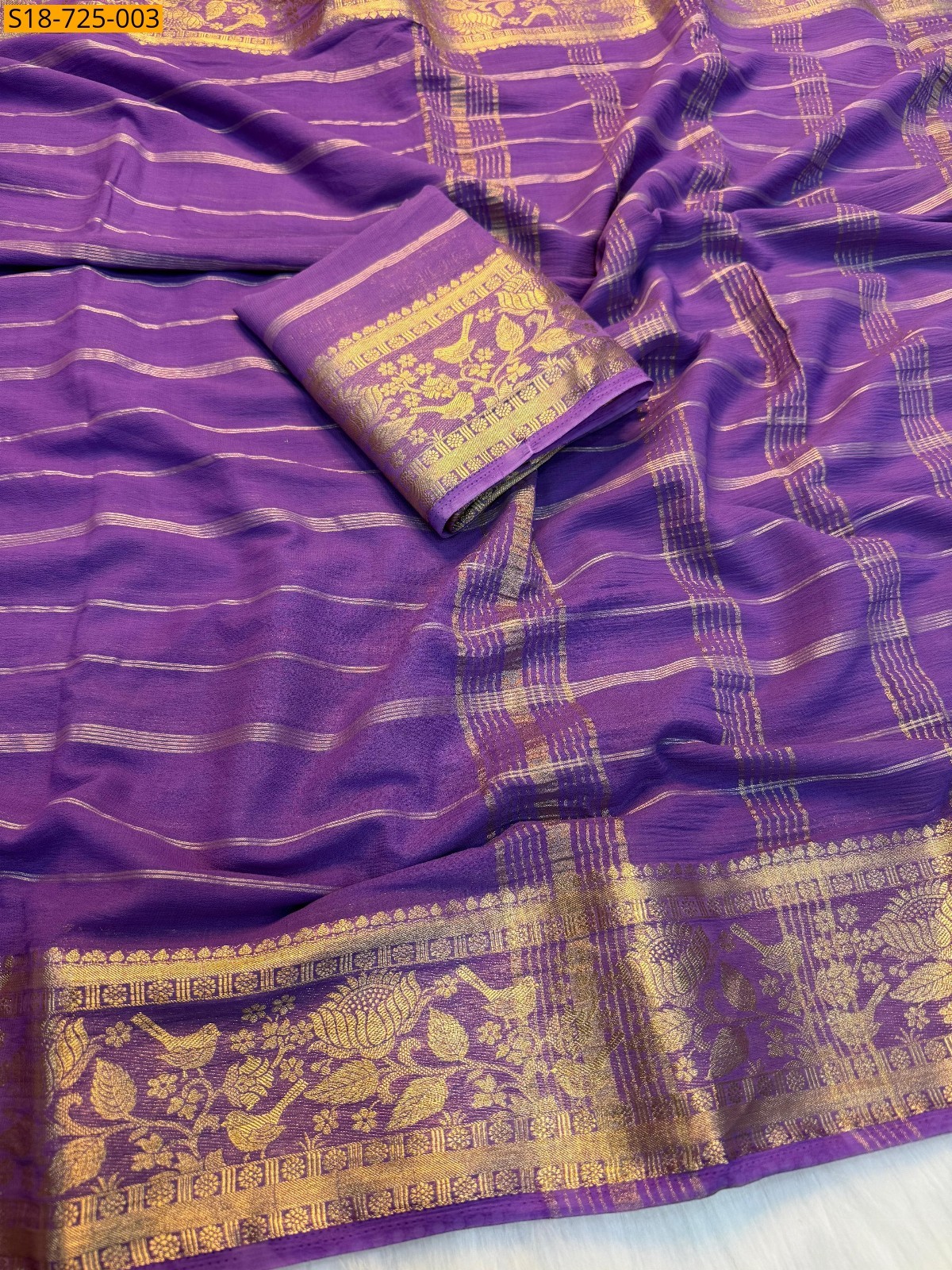 Lavender Fancy Viscose Georgette Sarees