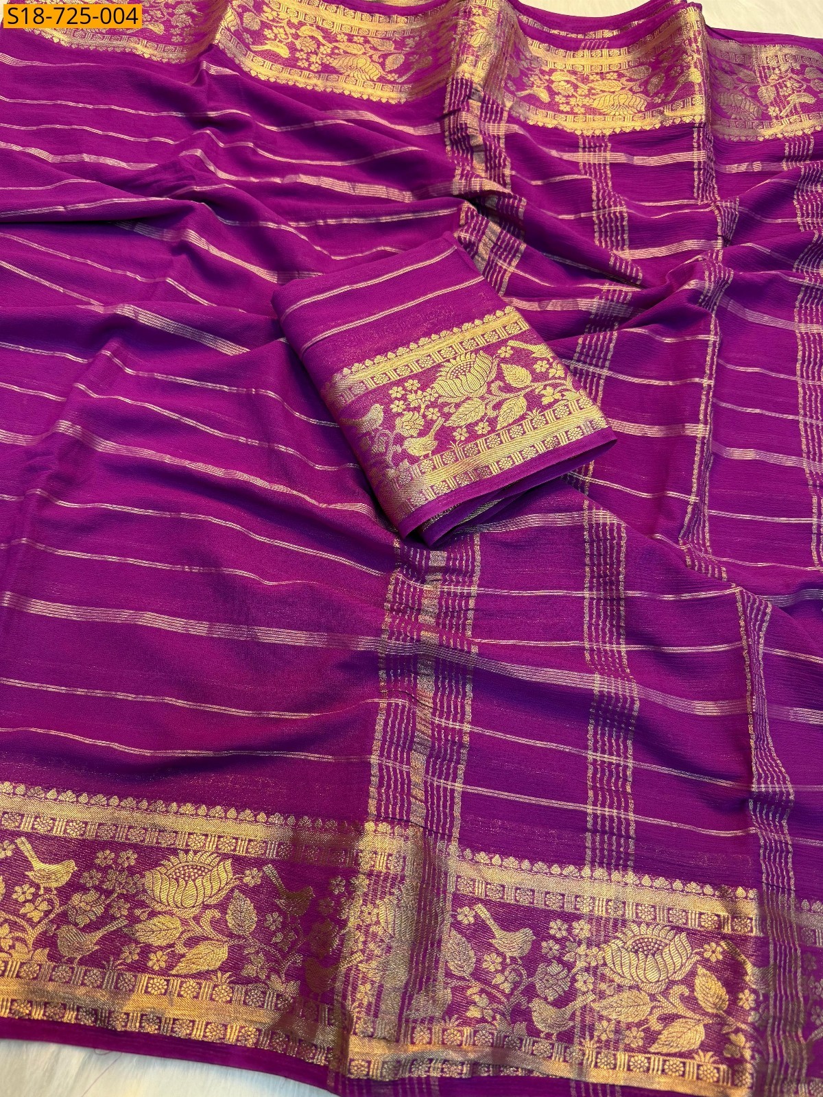 Megenta Fancy Viscose Georgette Sarees