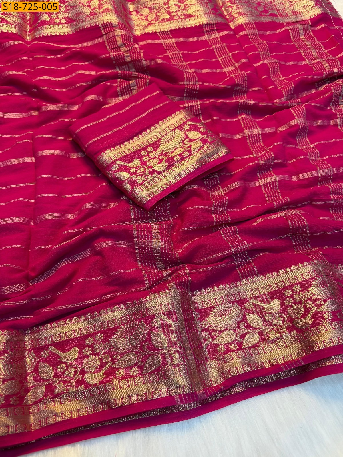 Pink Fancy Viscose Georgette Sarees