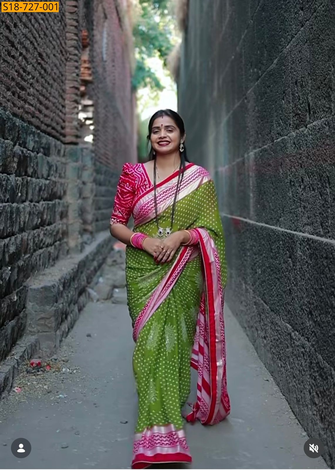 Green Moss bhadini printed sarees