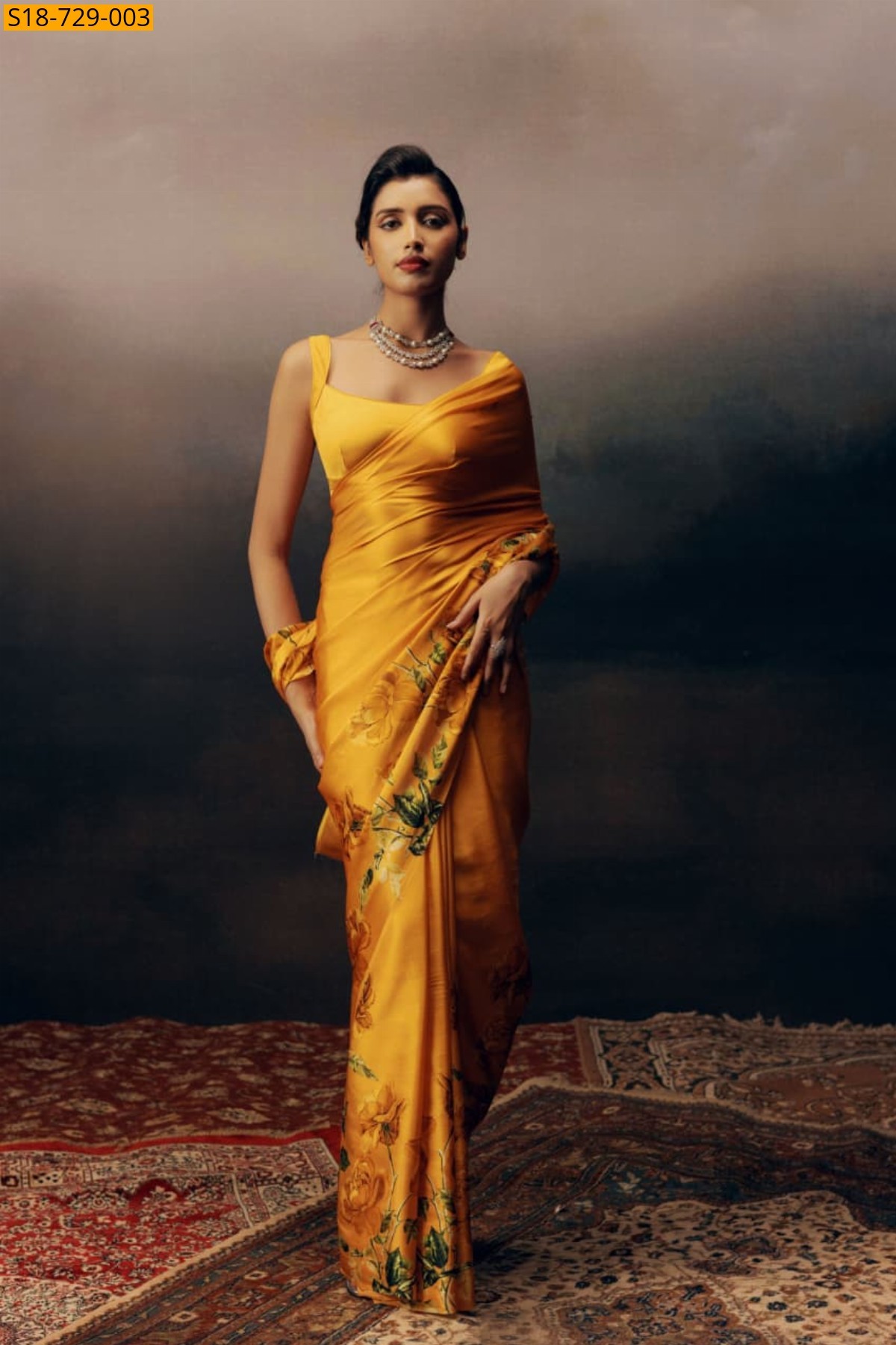 Mustard Japan satin silk sarees