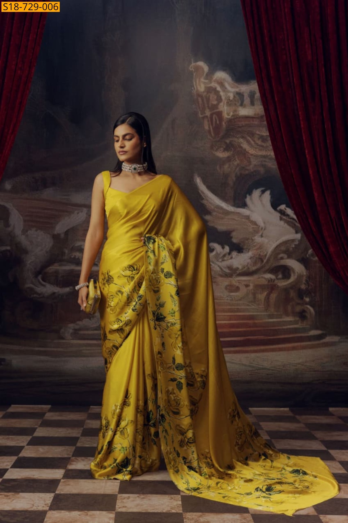 Yellow Japan satin silk sarees