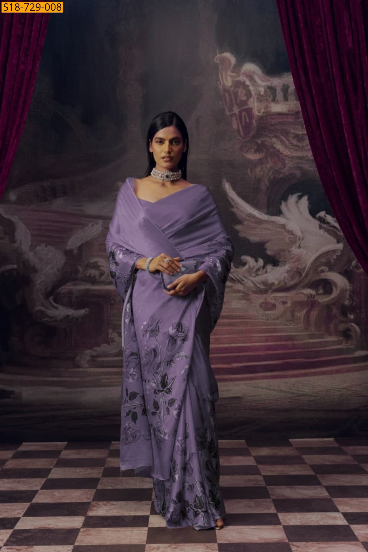 Violet Japan satin silk sarees