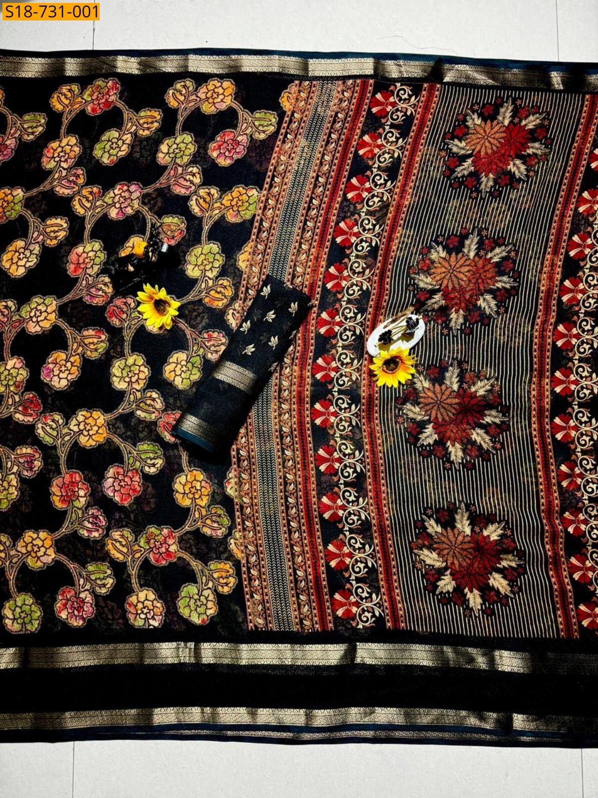 Black Fancy georgette sarees