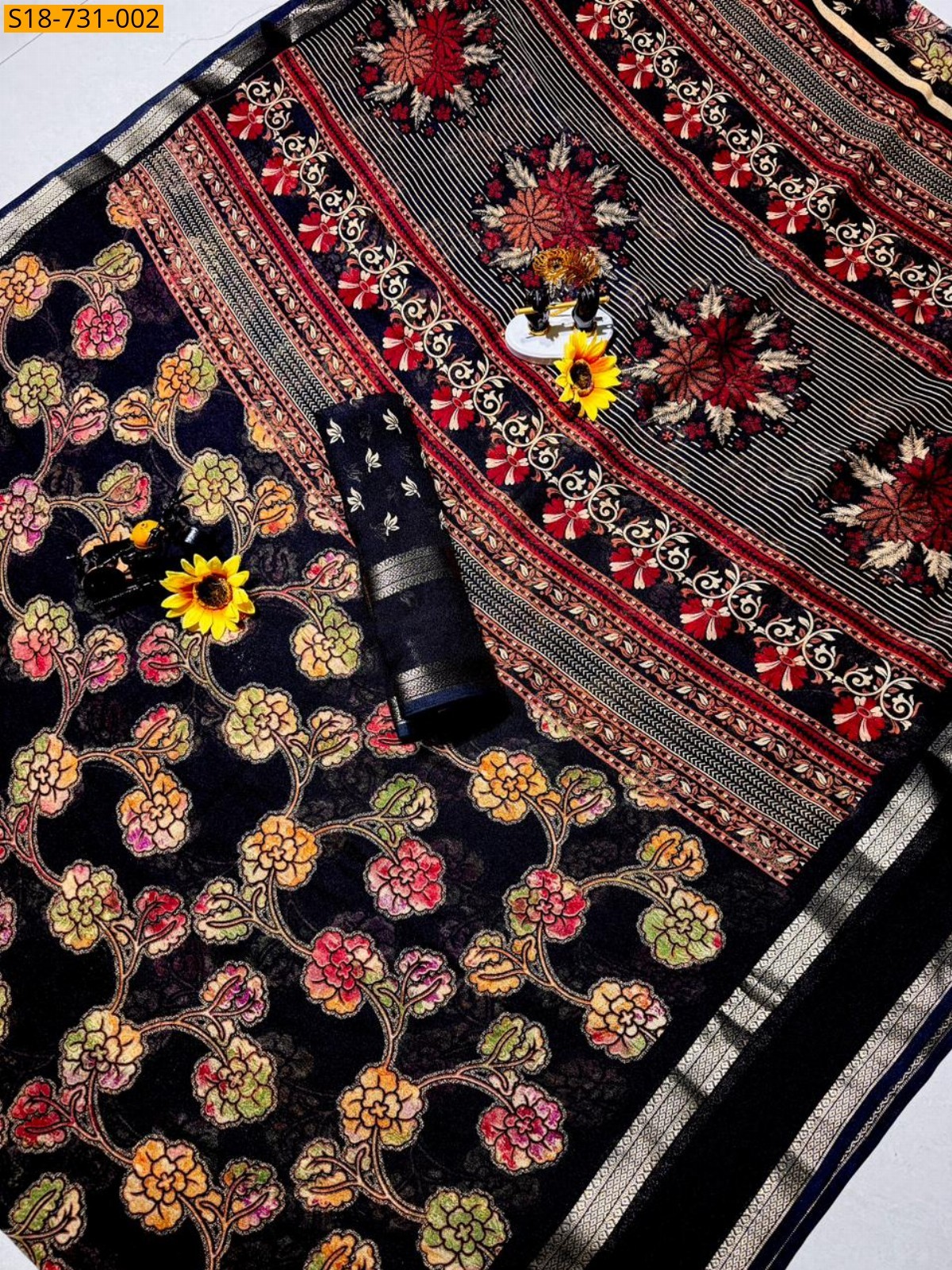 Black Fancy georgette sarees