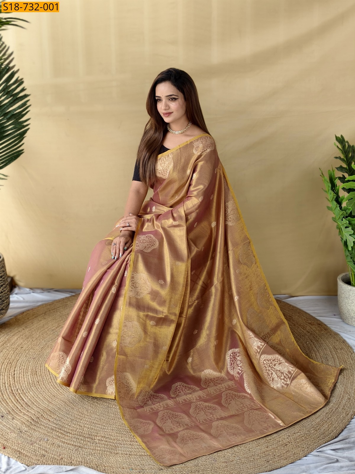 Gold Zari Tissue weaving Sarees
