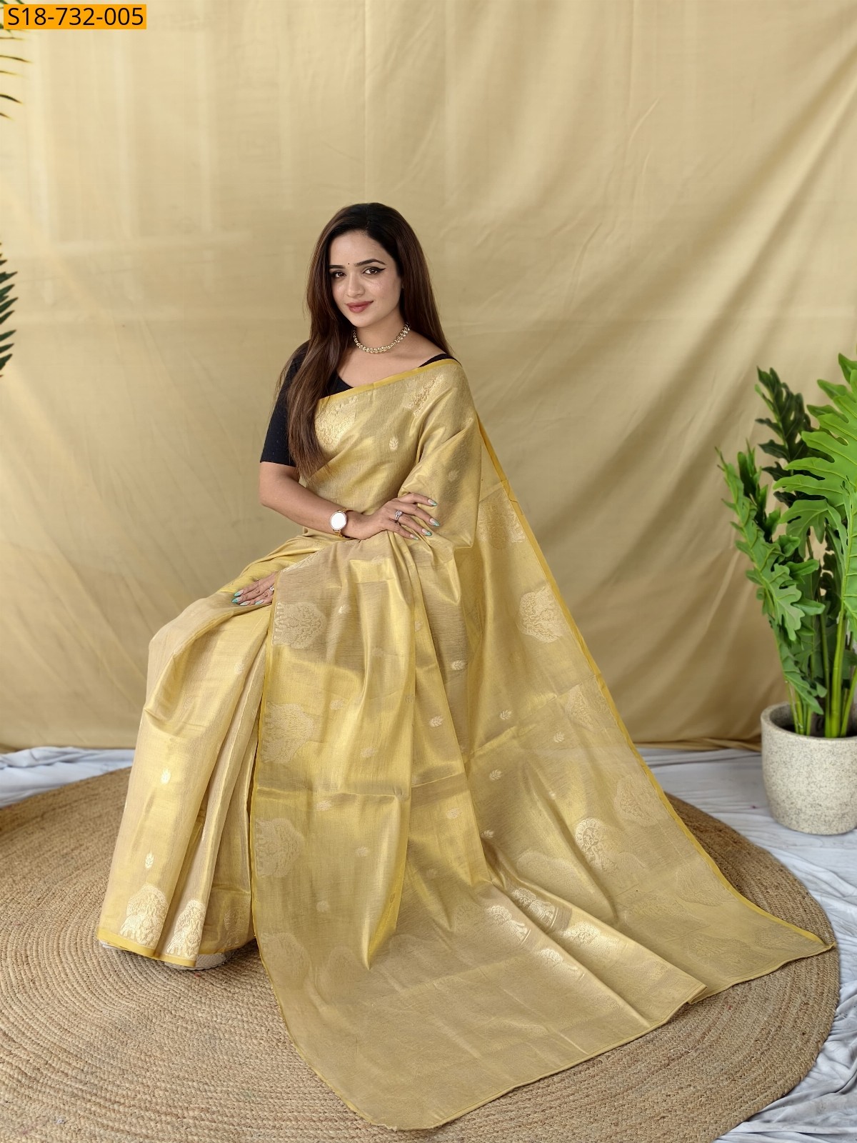 Green Zari Tissue weaving Sarees