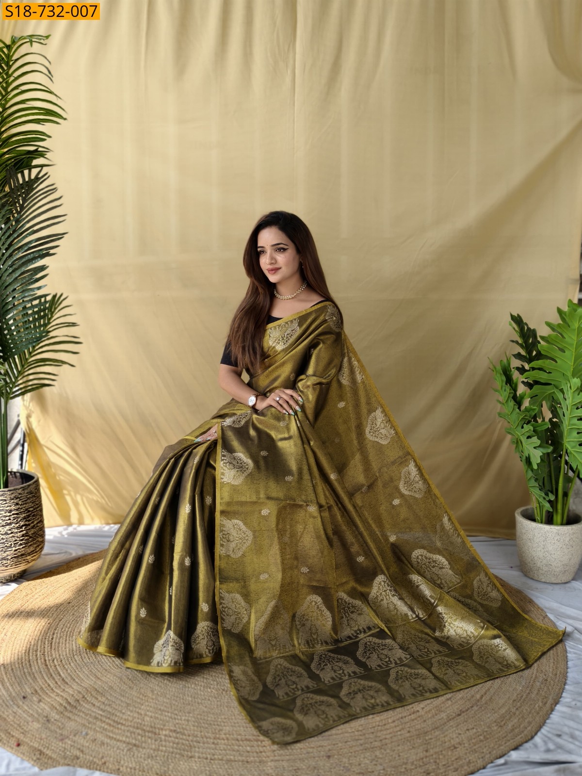 Green Zari Tissue weaving Sarees