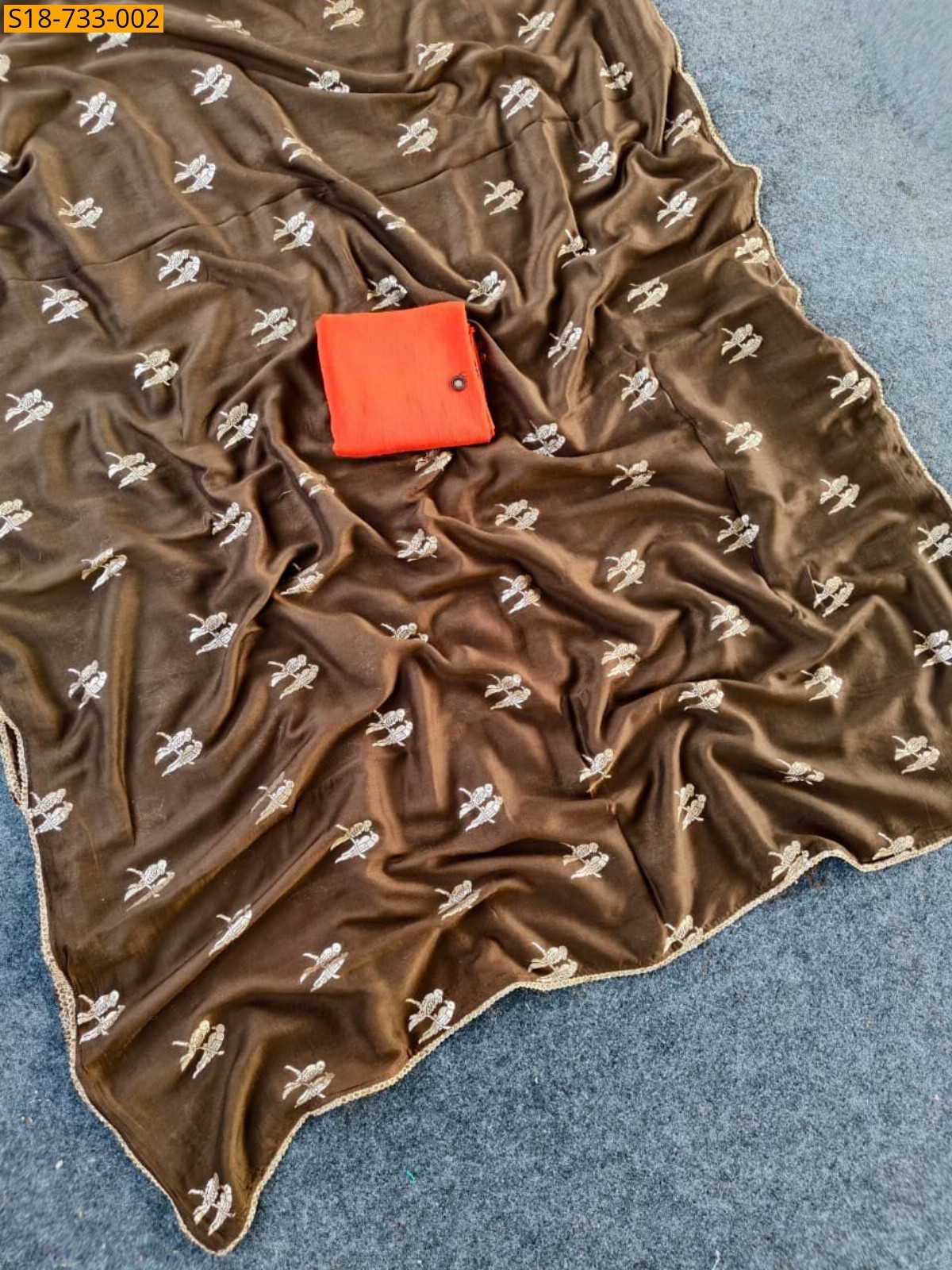 Brown Viscose chiffon georgette Sarees