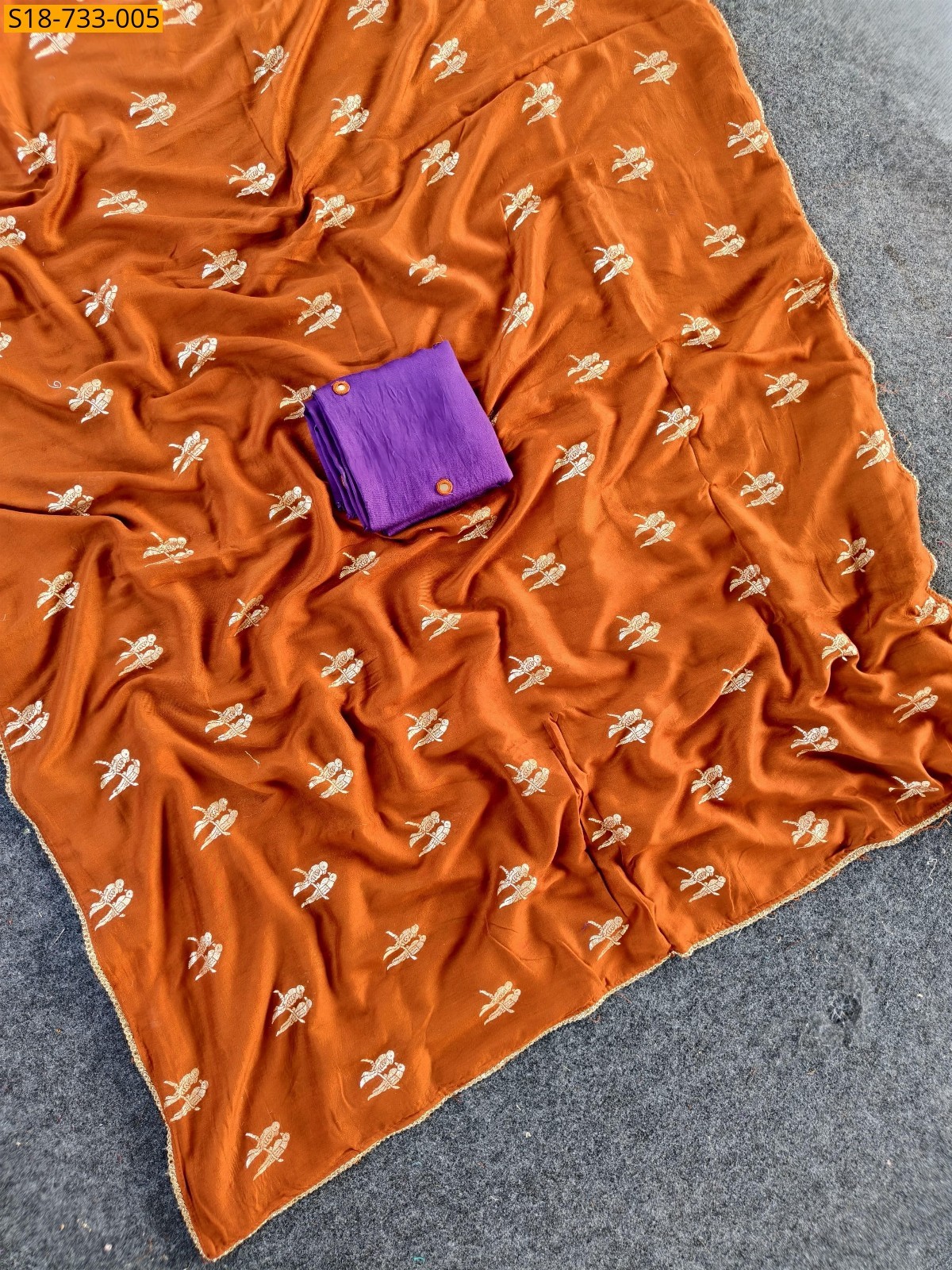 Orange Viscose chiffon georgette Sarees