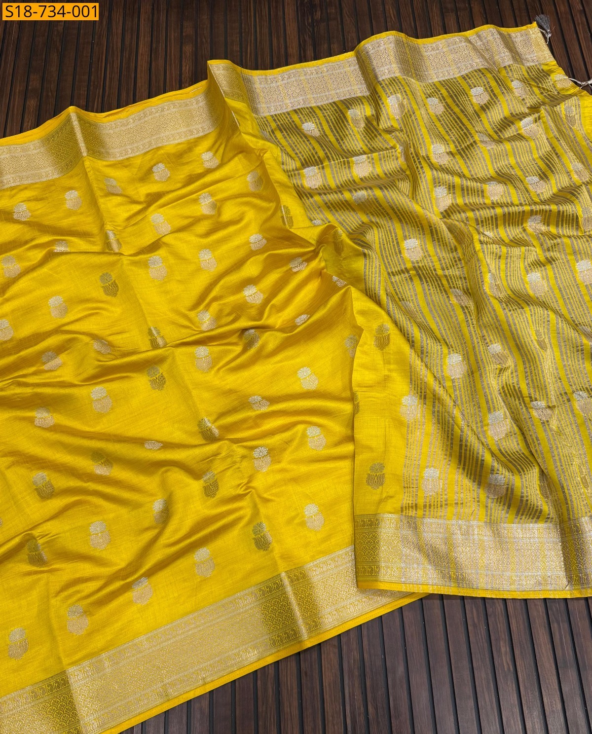 Yellow Tussar Silk Sarees