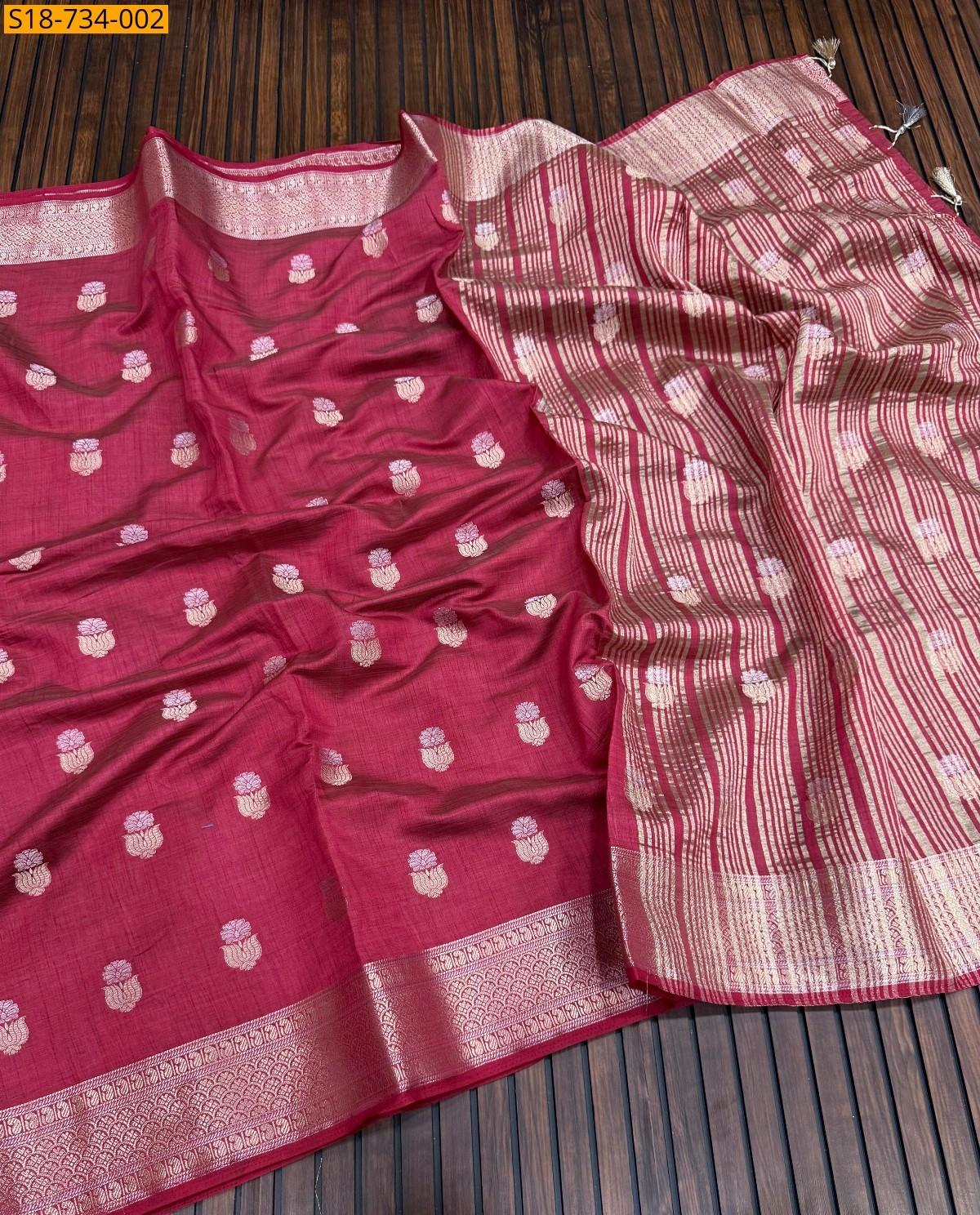 Pink Tussar Silk Sarees
