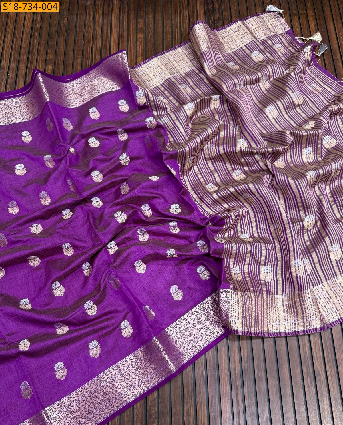 Violet Tussar Silk Sarees