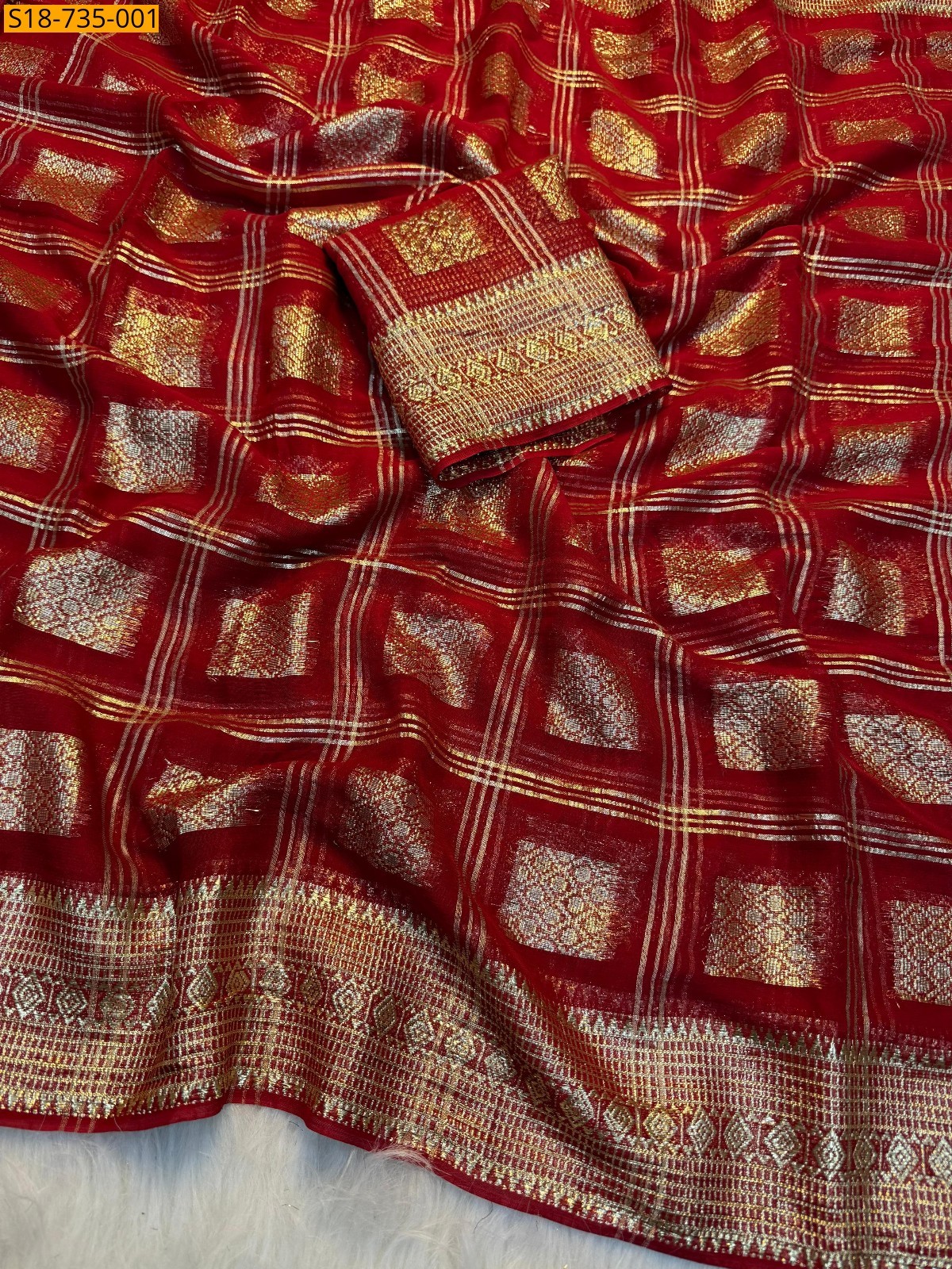 Red Viscose Georgette  Sarees