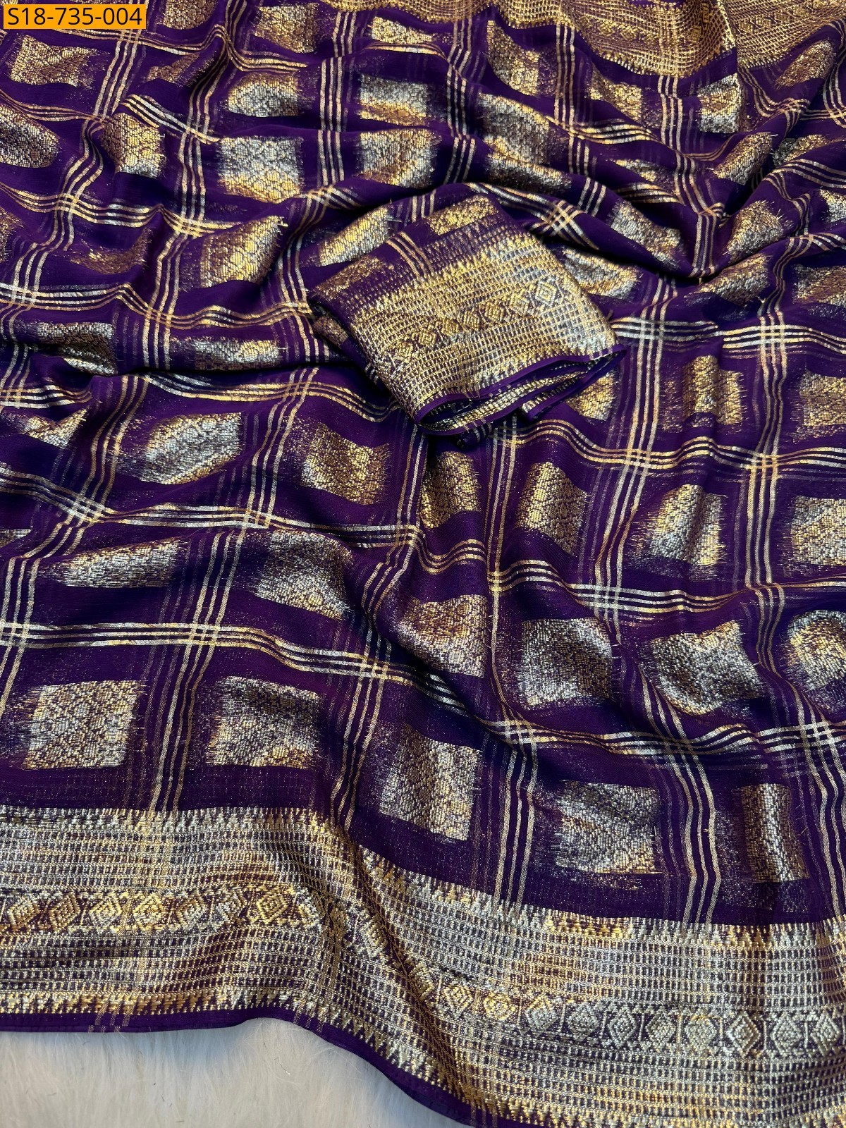 Violet Viscose Georgette  Sarees
