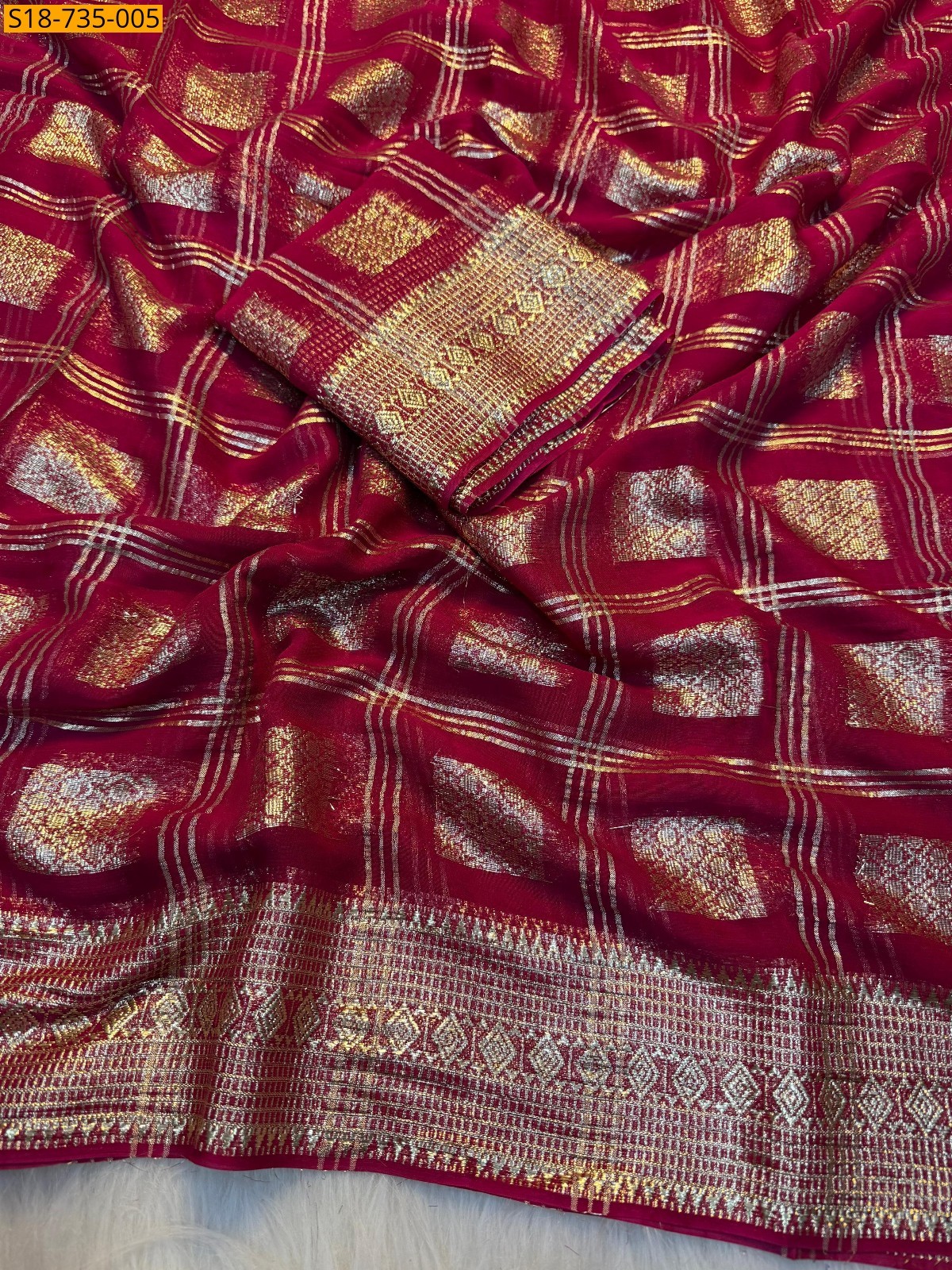 Pink Viscose Georgette  Sarees