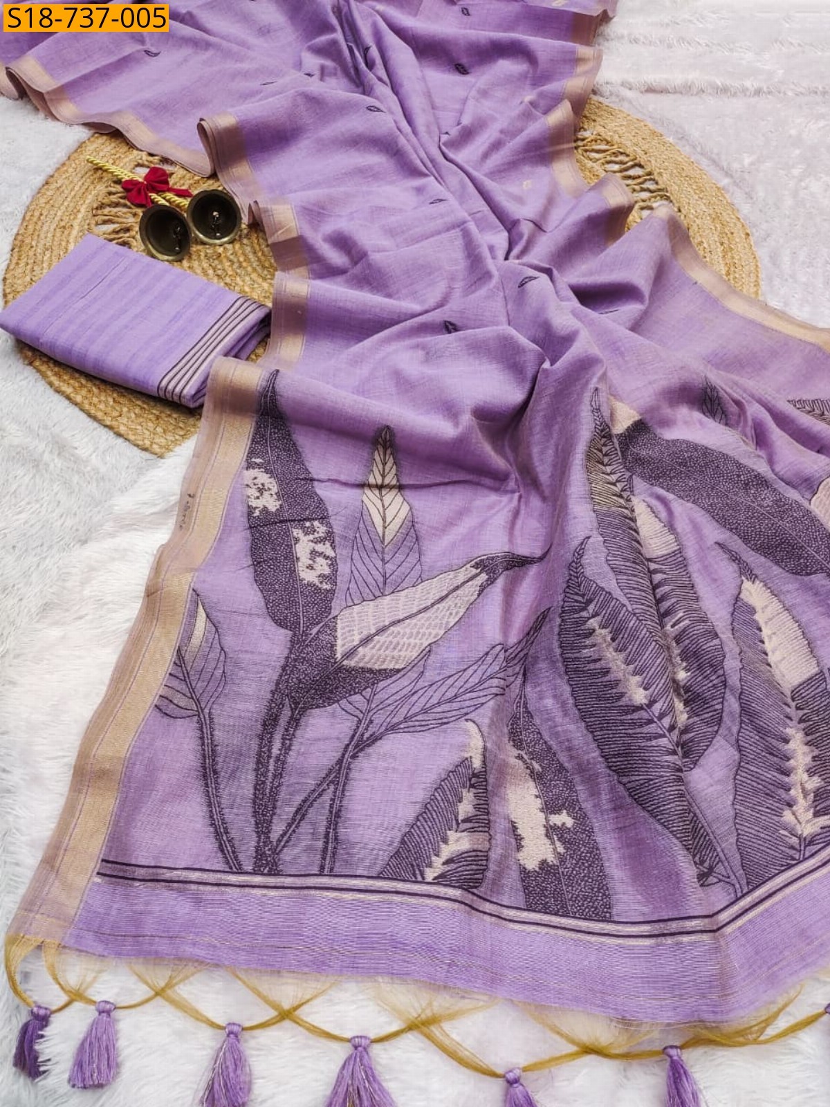 Lavender Premium Ghicha Cotton Sarees