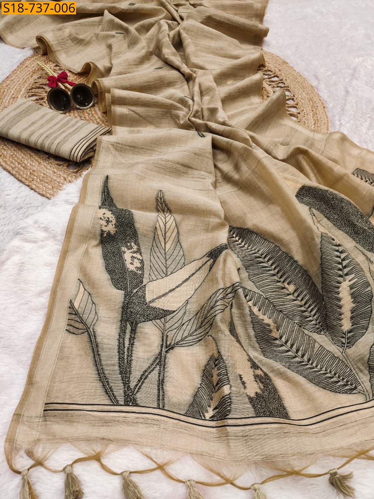 Brown Premium Ghicha Cotton Sarees