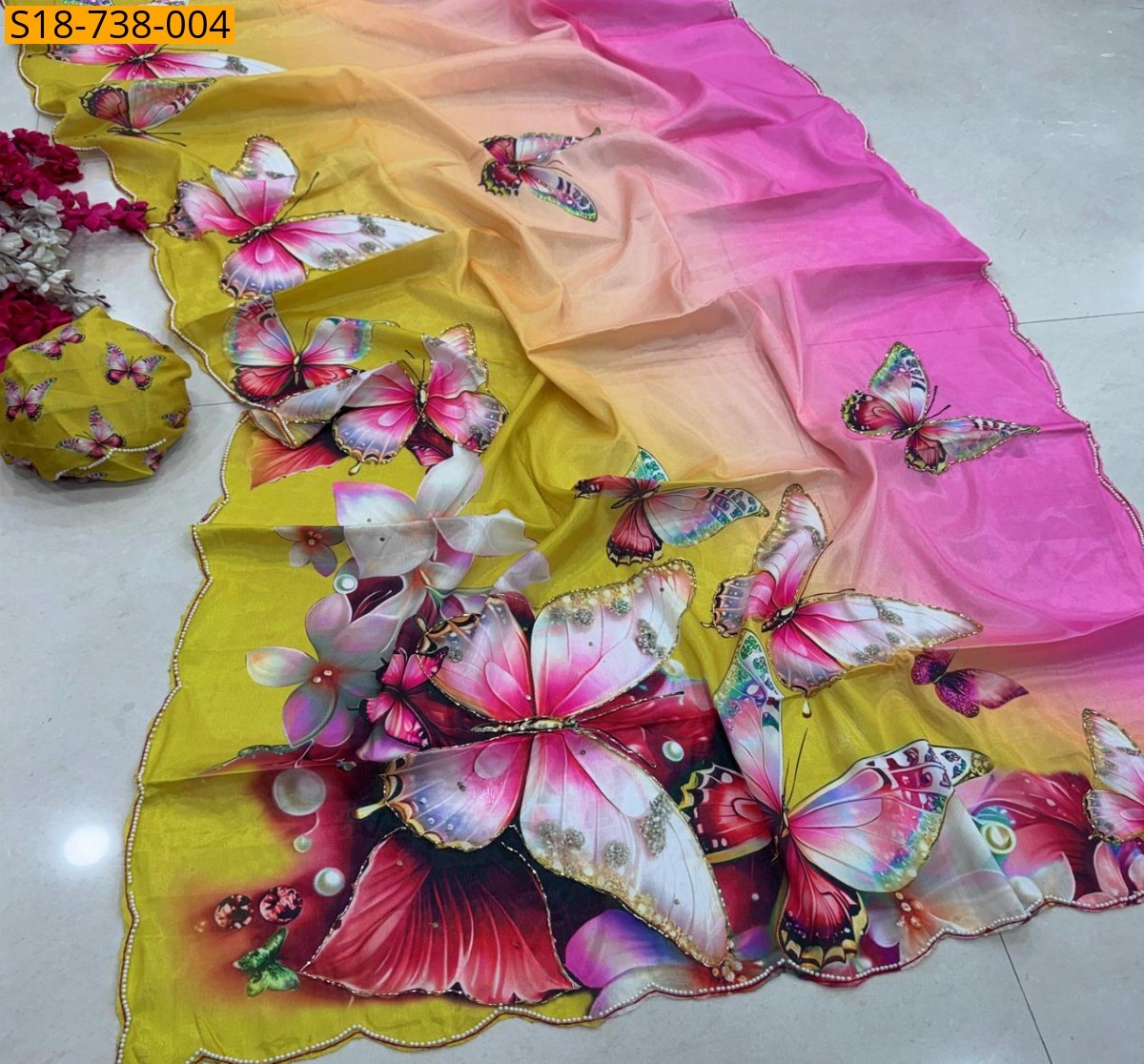 Yellow Malai Silk Sarees