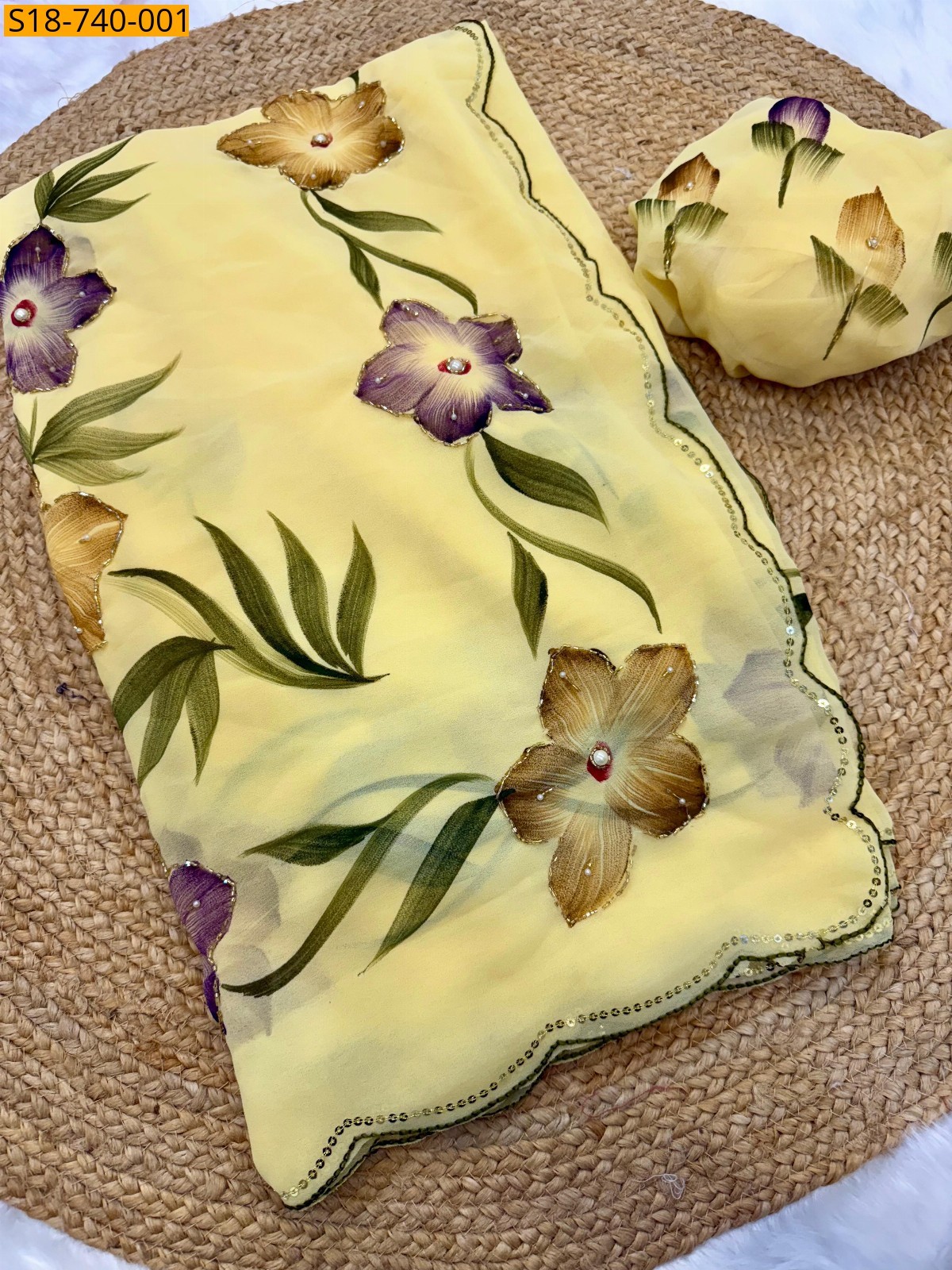 Yellow Weightless Georgette Sarees