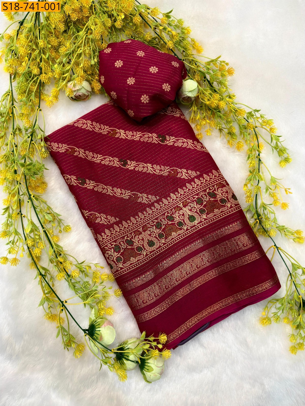 Red Fancy Crape Silk Sarees