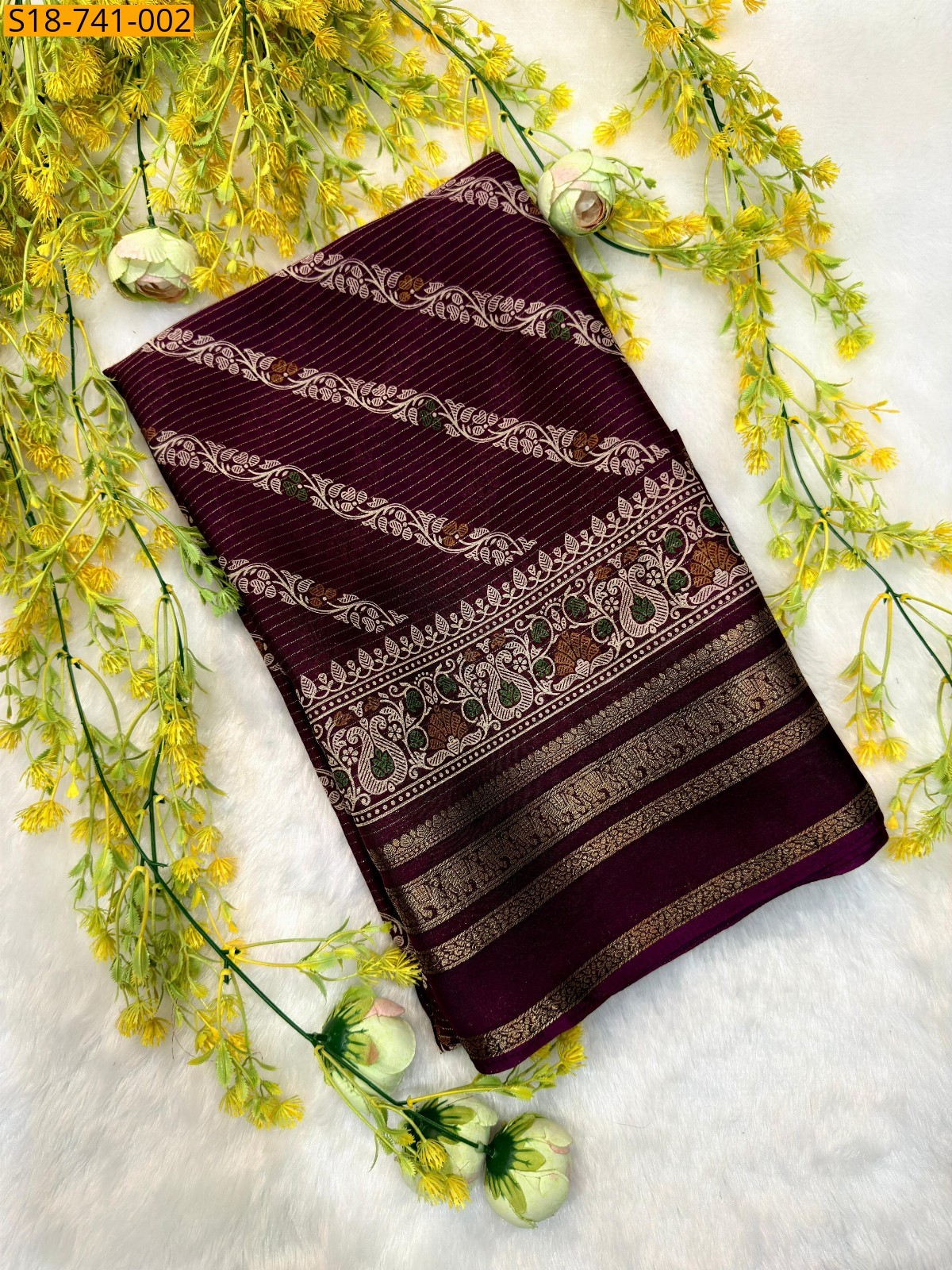 Maroon Fancy Crape Silk Sarees